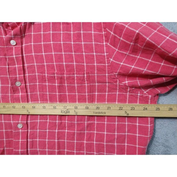 Banana Republic Shirt Mens XL Red Plaid Linen Blend Long Sleeve Button Down - Picture 5 of 10